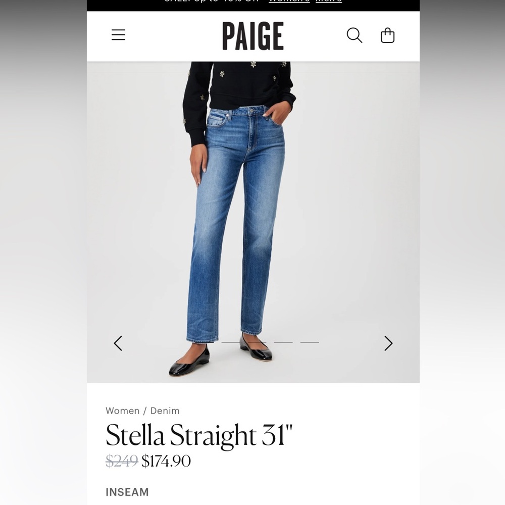 NWOT PAIGE Stella dark wash straight leg denim